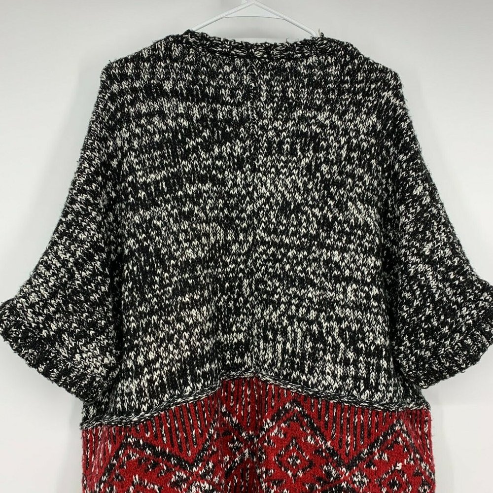 Forever 21 Cardigan Black White Open Front Short Sleeve Chunky Knit - Picture 8 of 9